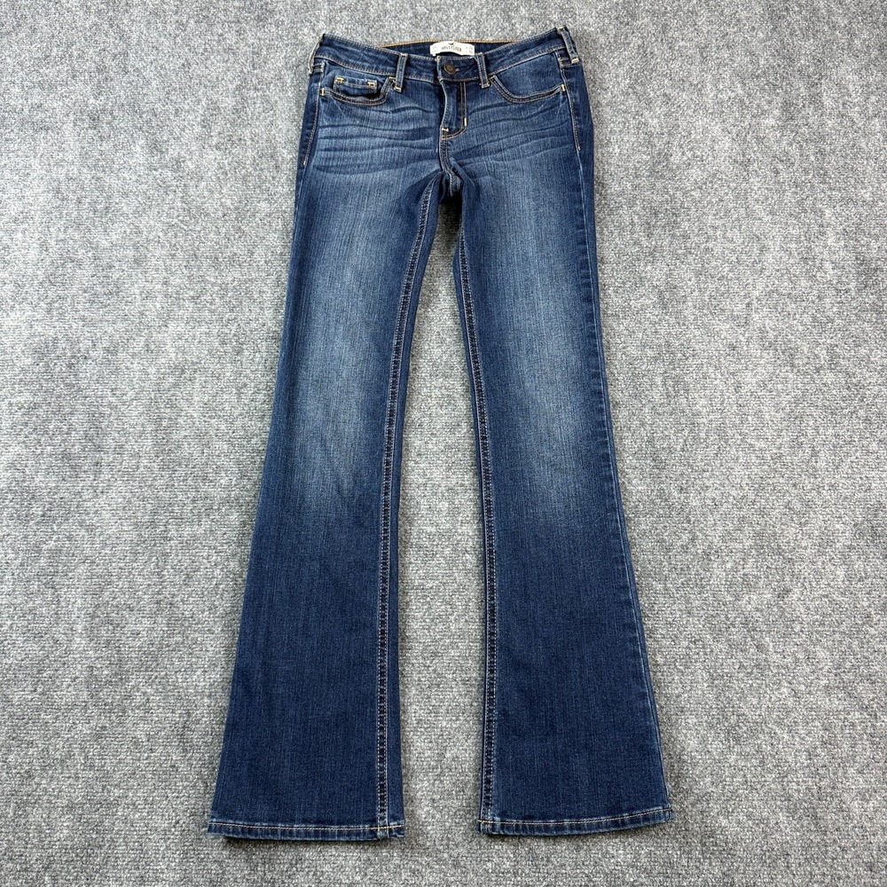 Hollister Womens Flare Jeans 0S 24x31 Low Rise Dark Wash Stretch Denim Y2K